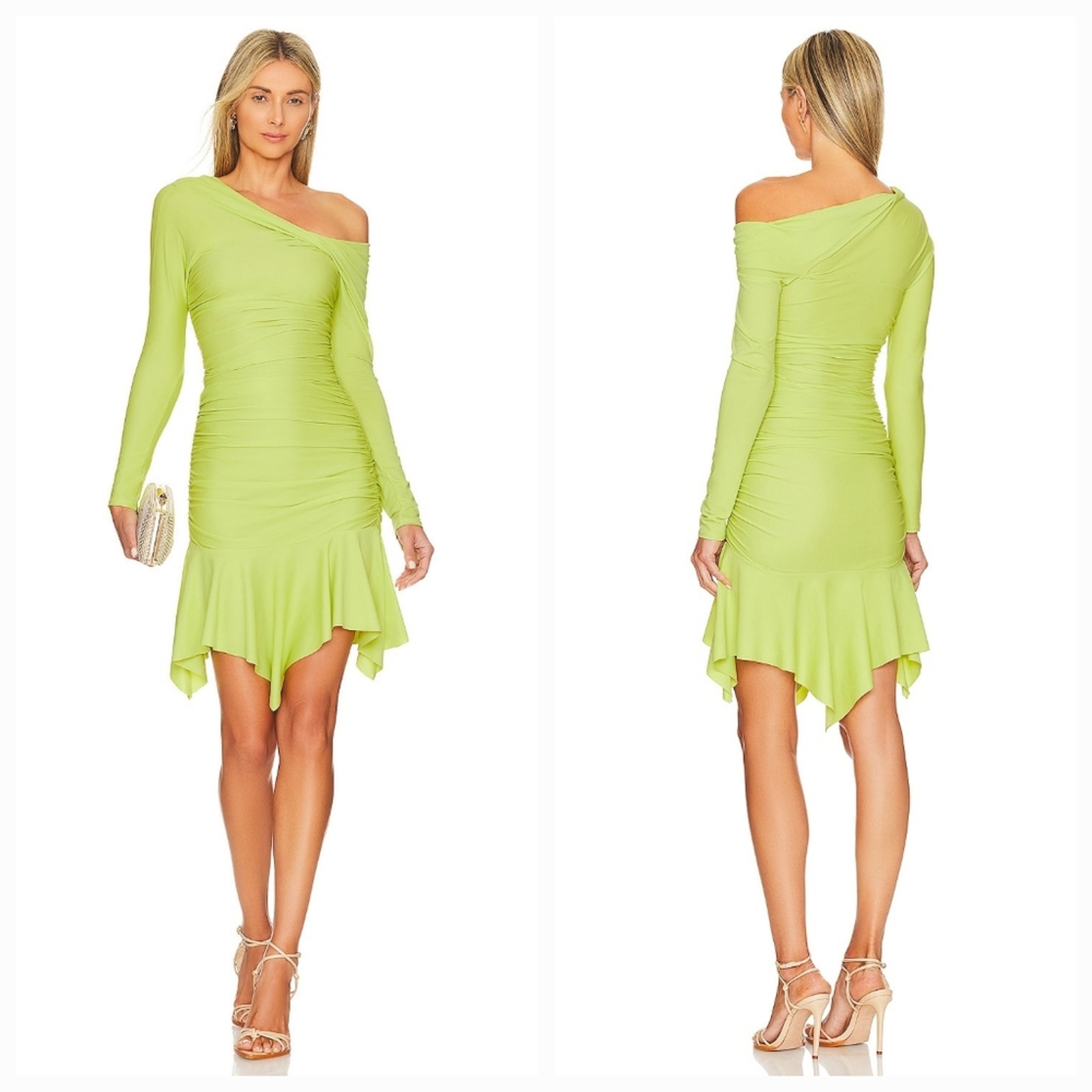 L'academie Cachet Mini Dress In Chartreuse Small